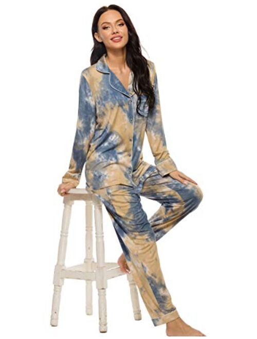 N NORA TWIPS Pajamas Set Long Sleeve Sleepwear Womens Button Down Nightwear Soft Pj Lounge Sets XS-XXL