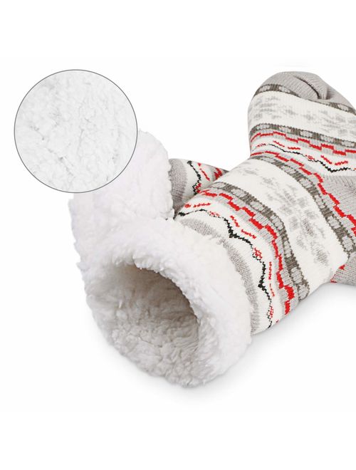 Christmas Slipper Socks for Women Fleece Lining Christmas Fuzzy Socks