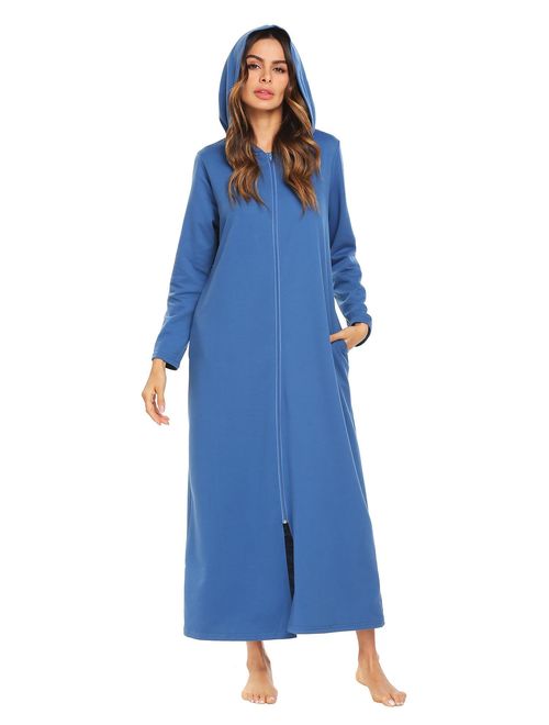 Ekouaer Womens Long Sleeve Sleep Shirt V-Neck Loose Nightshirt Sleepwear Nightgown Pajama PJ S-XXL