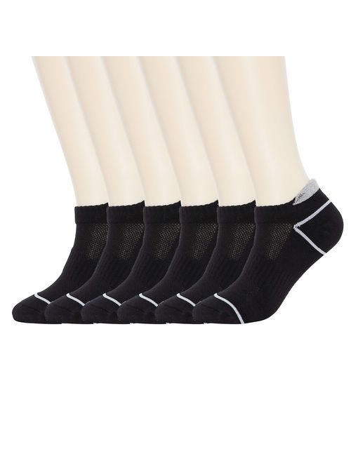 KONY 6 Pairs Women's Cotton Cushion Running Athletic Low Cut Ankle Tab Socks, Size 6-9 - All Season Gift