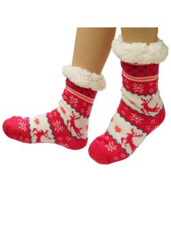 Women's Winter Warm Cozy Fuzzy Fleece Slipper Socks Christmas Gift