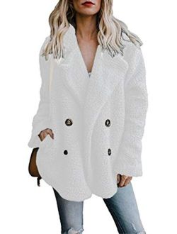 Famulily Women's Winter Warm Open Front Fleece Fluffy Jacket Coat Outwear with Pockets