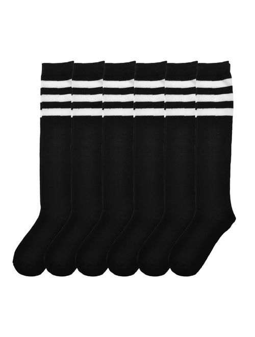 Angelina Referee Knee High Socks with White Stripes