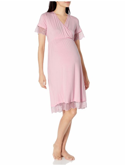 Maternity Nursing Nightgown Women Nightdress Breastfeeding Pregnancy Lace Gown S-XL