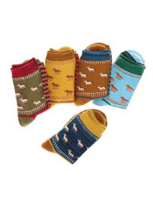 Color City Womens 5 Pairs Thick Soft Cute Cotton Socks - Winter Warm Crew Socks