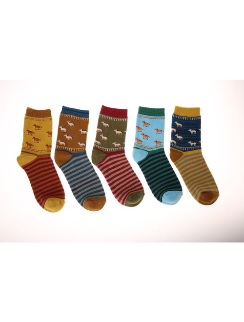 Color City Womens 5 Pairs Thick Soft Cute Cotton Socks - Winter Warm Crew Socks