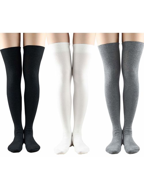 Azue Women Non Slip Thigh High Socks Fashion Tube Stockings above Knee Cosplay Socks