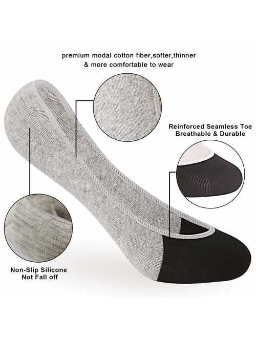 6 Pairs No Show Socks Women Men for Flats Cotton Low Cut Liner Socks Non Slip