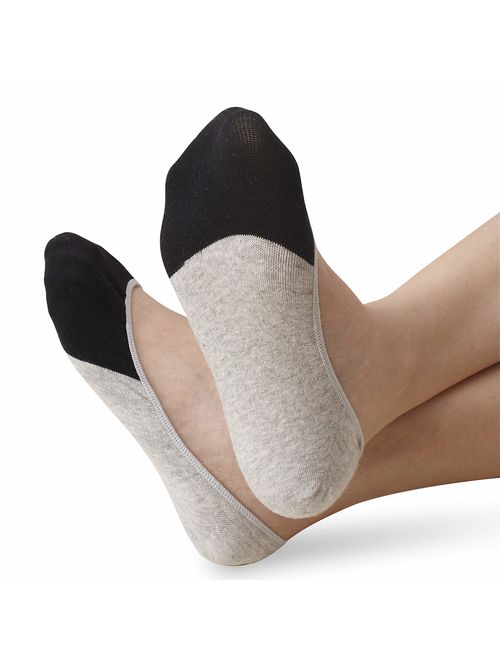 6 Pairs No Show Socks Women Men for Flats Cotton Low Cut Liner Socks Non Slip