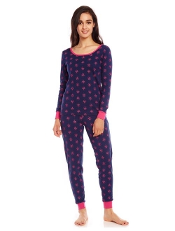 Women's Pajamas Fitted Printed Owl 2 Piece Pjs Set 100% Cotton Sleep Pants Sleepwear (XSmall-XLarge)