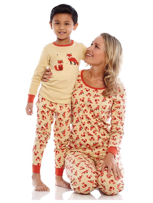 Leveret Women's Pajamas Fitted Printed Owl 2 Piece Pjs Set 100% Cotton Sleep Pants Sleepwear (XSmall-XLarge)