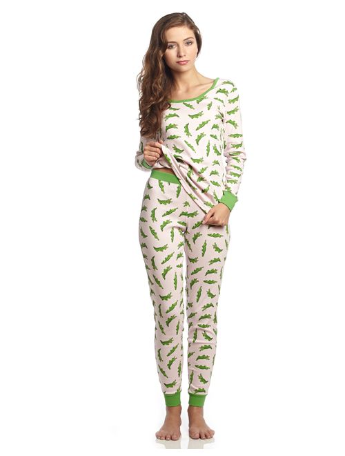 Leveret Women's Pajamas Fitted Printed Owl 2 Piece Pjs Set 100% Cotton Sleep Pants Sleepwear (XSmall-XLarge)