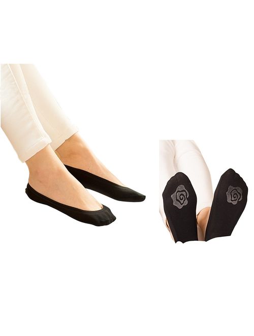 4 Pairs No Show Liner Socks Women's Low Cut Cotton Nylon Boat Invisible Hidden Socks Non-Slip for Flats