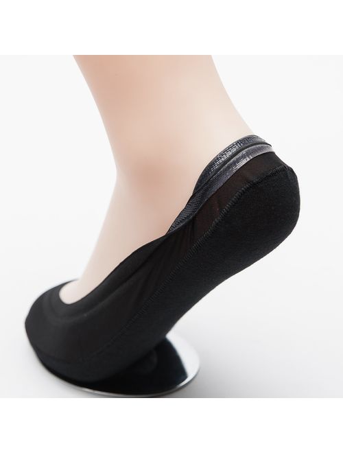 4 Pairs No Show Liner Socks Women's Low Cut Cotton Nylon Boat Invisible Hidden Socks Non-Slip for Flats