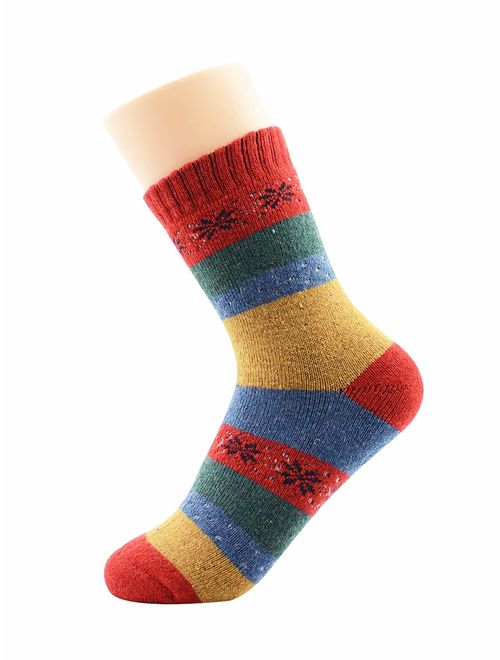 Zando Women's Winter Vintage Soft Wool Sock Warm Mid Calf Socks Cozy Casual Mens Thick Cabin Sock