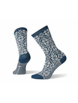 Traditional Snowflake Crew Socks - Women's Medium Cushioned Merino Wool Performance Socks