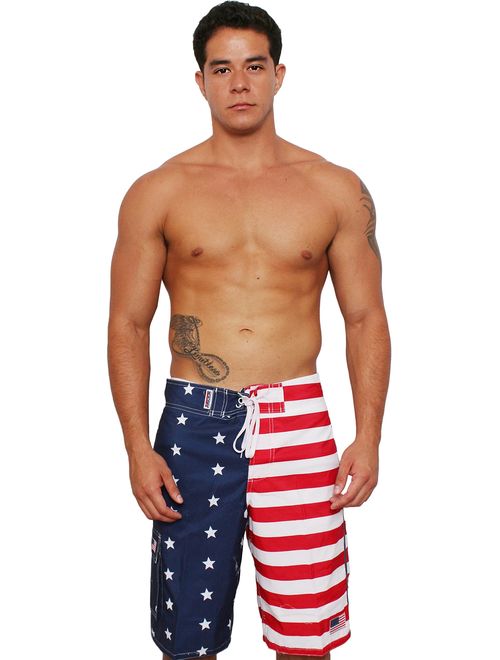 Exist Patriotic American USA Flag Board Shorts/Swim Trunks