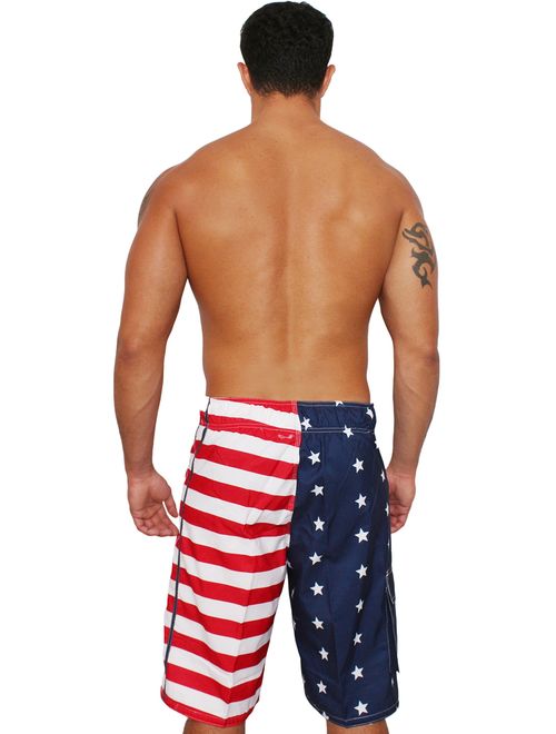 Exist Patriotic American USA Flag Board Shorts/Swim Trunks