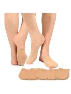 TeeHee Womens Seamless Toe Topper Liner Socks 5-Pack with Non-Skid Bottom