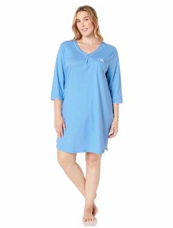 Karen Neuburger Women's 3/4 Sleeve Nightshirt Nightgown Pajama Dress Pj