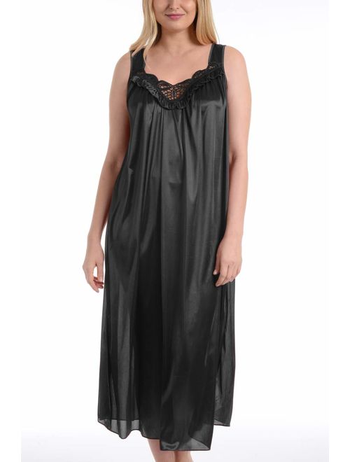 Ezi Women's Satin Silk Sleeveless Lingerie Long Nightgowns