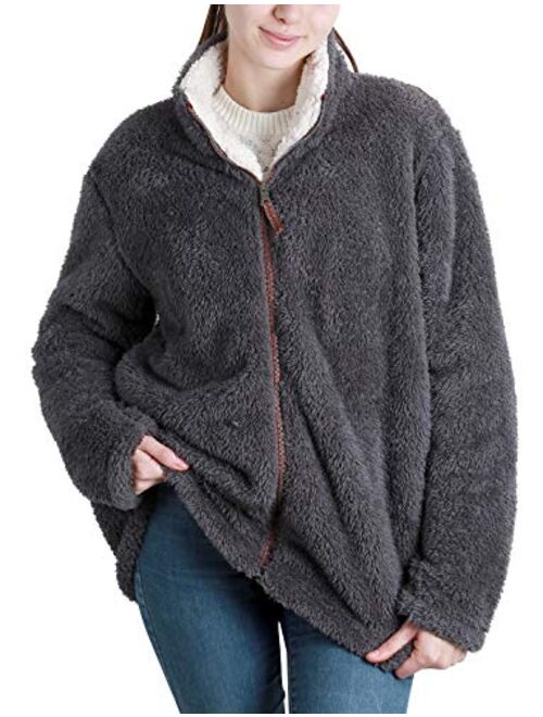 Fleece Sherpa Pullover Womens Sweatshirt Long Sleeve Soft Fuzzy Outwear Sweater Jacket 1/4 Zip Hoodie Coat with Pockets