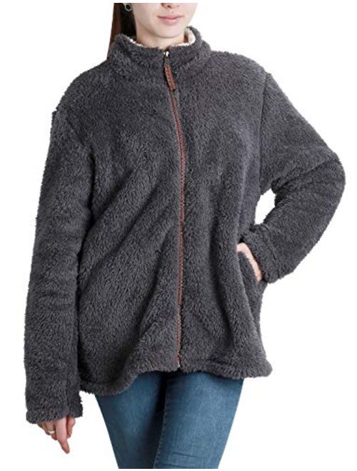 Fleece Sherpa Pullover Womens Sweatshirt Long Sleeve Soft Fuzzy Outwear Sweater Jacket 1/4 Zip Hoodie Coat with Pockets