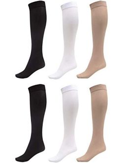 Daresay Women Trouser Socks with Comfort Band Stretchy Spandex Opaque Knee High 6 Pack