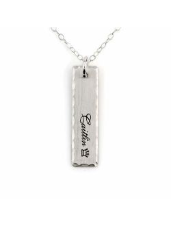 MeMoShe Bar Necklace Personalized with Birthstone, Custom Engraved Name Necklace Rectangular Charm Pendant for Mother