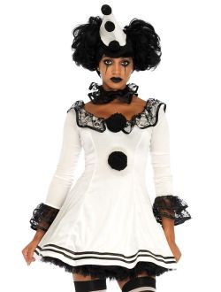 Women's Black and White Sad Pierrot Clown Costume