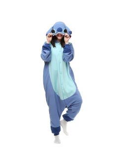 Adult Stitch Onesie Animal Pajamas Halloween Cosplay Costumes Party Wear Blue