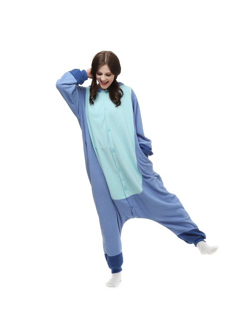 Adult Stitch Onesie Animal Pajamas Halloween Cosplay Costumes Party Wear Blue