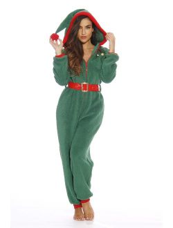 #followme Adult Christmas Onesie for Women Sherpa One-Piece Pajamas