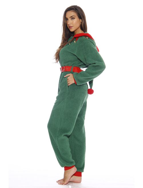 #followme Adult Christmas Onesie for Women Sherpa One-Piece Pajamas