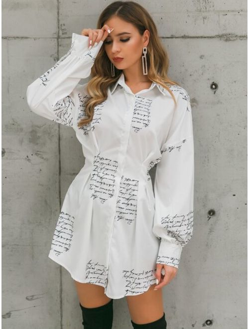 Shein Glamaker Letter Print Shirt Dress