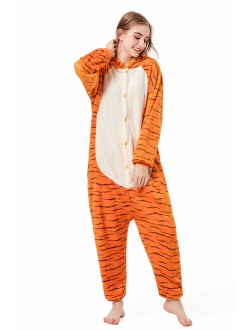 Halloween Tiger Onesie Costume Unisex-adult Animals Tiger Pajamas