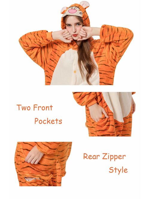 Halloween Tiger Onesie Costume Unisex-adult Animals Tiger Pajamas