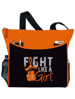 Fight Like a Girl Leukemia Multiple Sclerosis MS Tote Bag - Dakota, Orange Ribbon