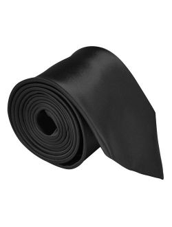 Neckties For Men 3.5 Satin Finish Men Ties Microfiber Solid Neck Tie - Black