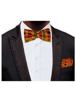 Kente African Print Bow Tie with Pocket Triangle