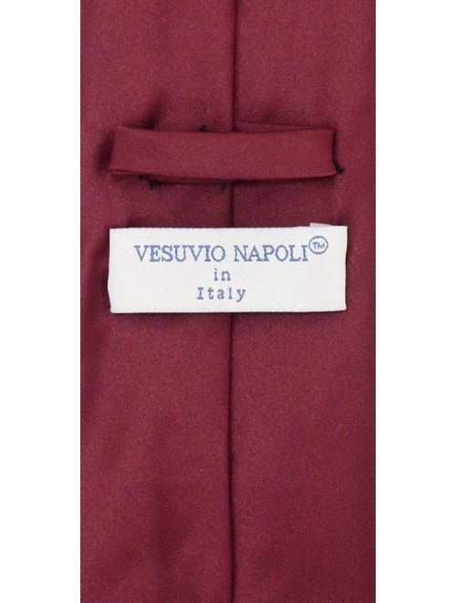 Vesuvio Napoli NeckTie Solid EXTRA LONG BURGUNDY Color Men's XL Neck Tie