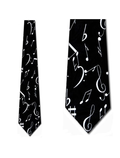 Black and White Music Notes Necktie Mens Tie