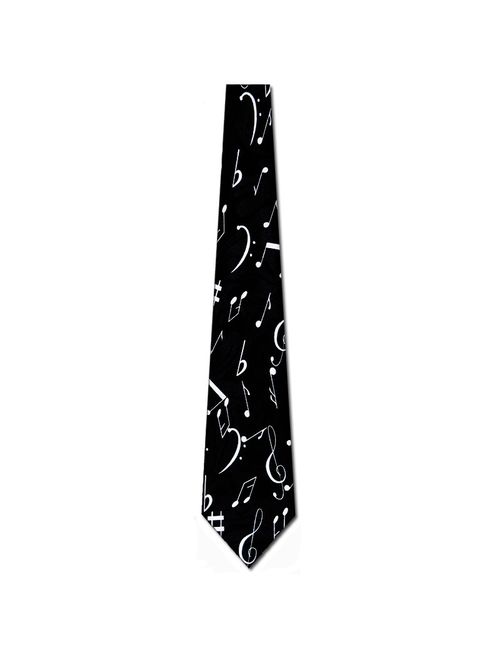 Black and White Music Notes Necktie Mens Tie