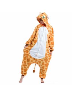 Unisex Adult Pajama Plush Onesie One Piece Giraffe Animal Costume