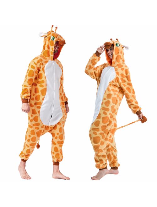 Spooktacular Creations Unisex Adult Pajama Plush Onesie One Piece Giraffe Animal Costume
