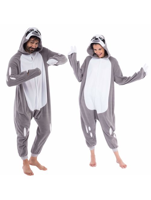 Spooktacular Creations Adult Unisex Onesie Pajama Plush Cosplay Sloth Animal Costume