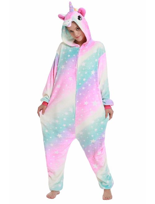 NewPlush Unisex Unicorn Costumes Pyjamas, Adult Women Men Animal Cosplay Onesie