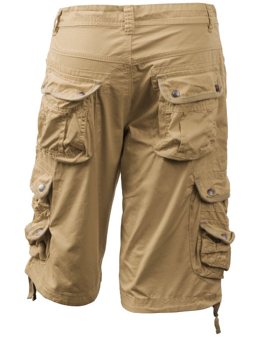 Ma Croix Mens Premium Utility Loose Fit Twill Cotton Multi Pocket Cargo Shorts Outdoor Wear