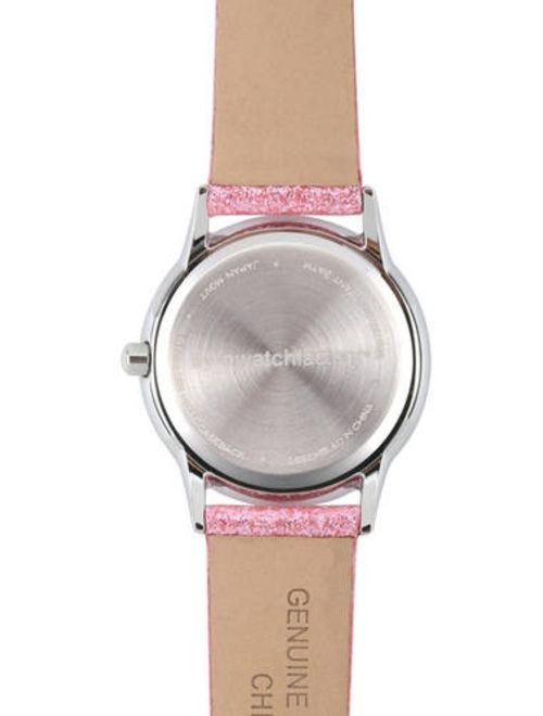 Girls' Stainless Steel Watch, Pink Glitter Strap