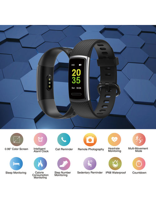 JUMPER Fitness Tracker, Activity Health Tracker Waterproof Smart Watch Wristband w/ Heart Rate Sleep Monitor Pedometer Step Calorie Counter for Android and iPhone